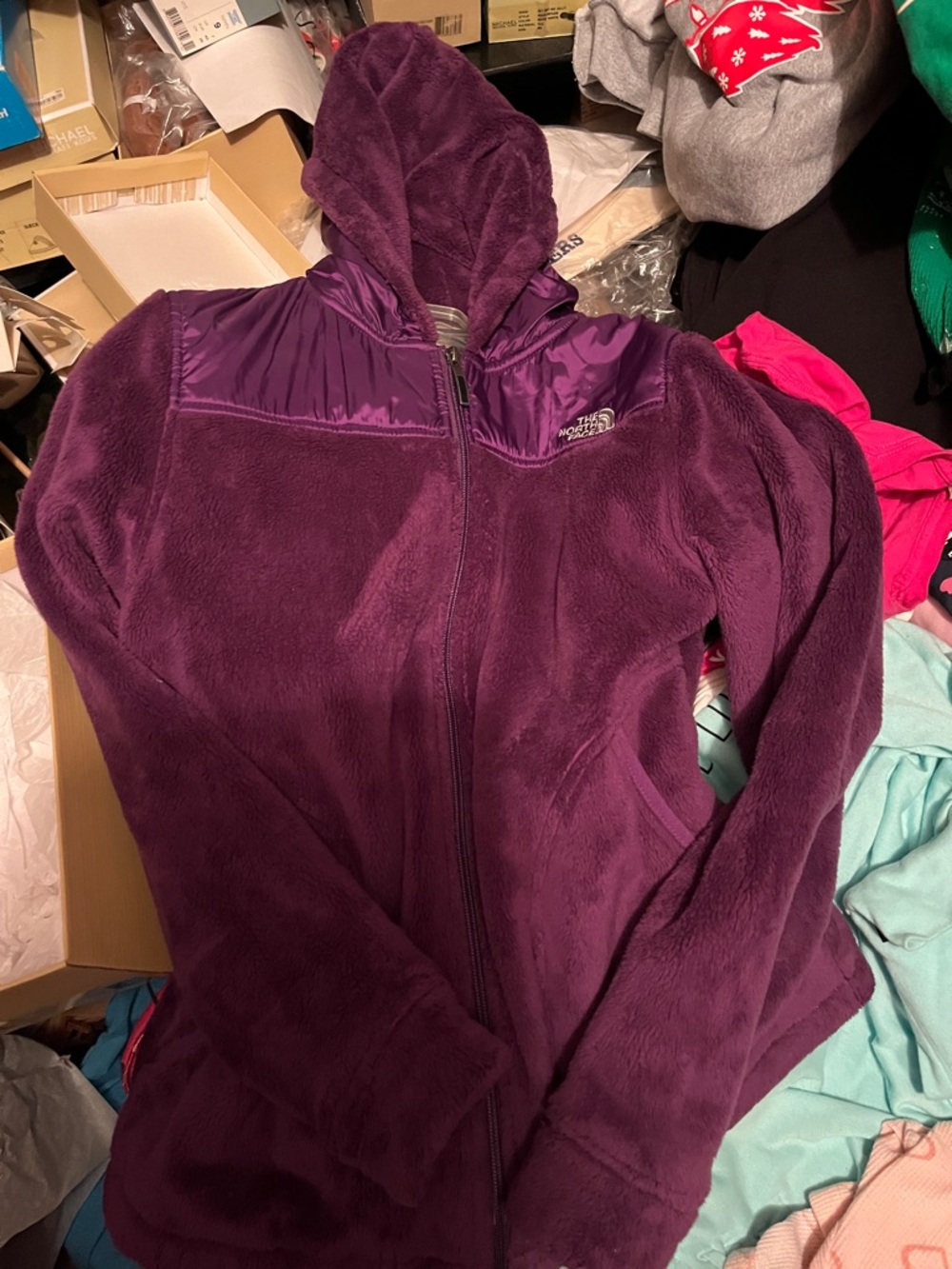 The North Face Deep Purple Hooded Teddy Fleece Jacket Woman’s L